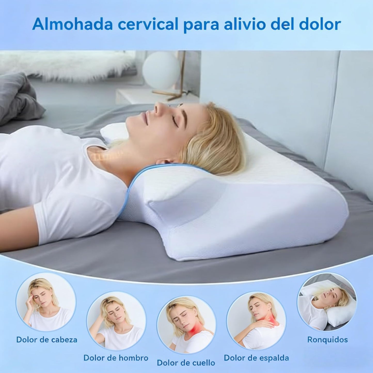 Almohada Cervical de espuma viscoelástica, 2 en 1