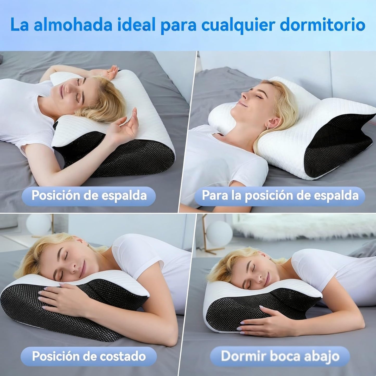 Almohada Cervical de espuma viscoelástica, 2 en 1